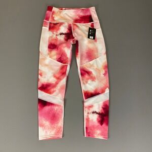 BSP Compression Leggings 7/8 Length‎ Moisture Wicking Pink White Large New NWT